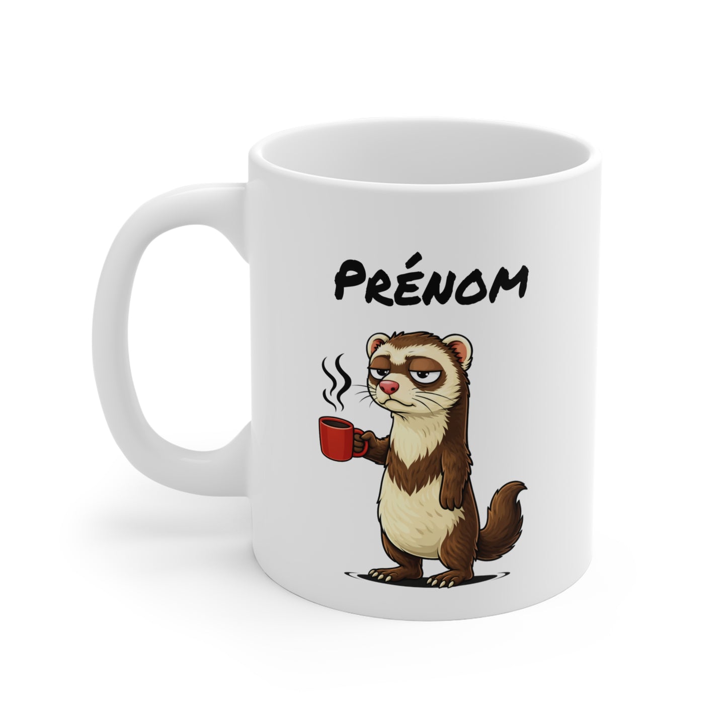 Mug Furet Personnalisable 325ml – Tasse Café Humour Fatigue Matin Drôle Cadeau Original