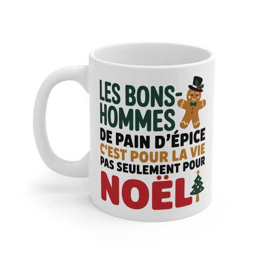 Tasse Céramique 325ml “Les Bonshommes de Pain d’Épice” – Mug Humour Noël – Cadeau Fête Hiver