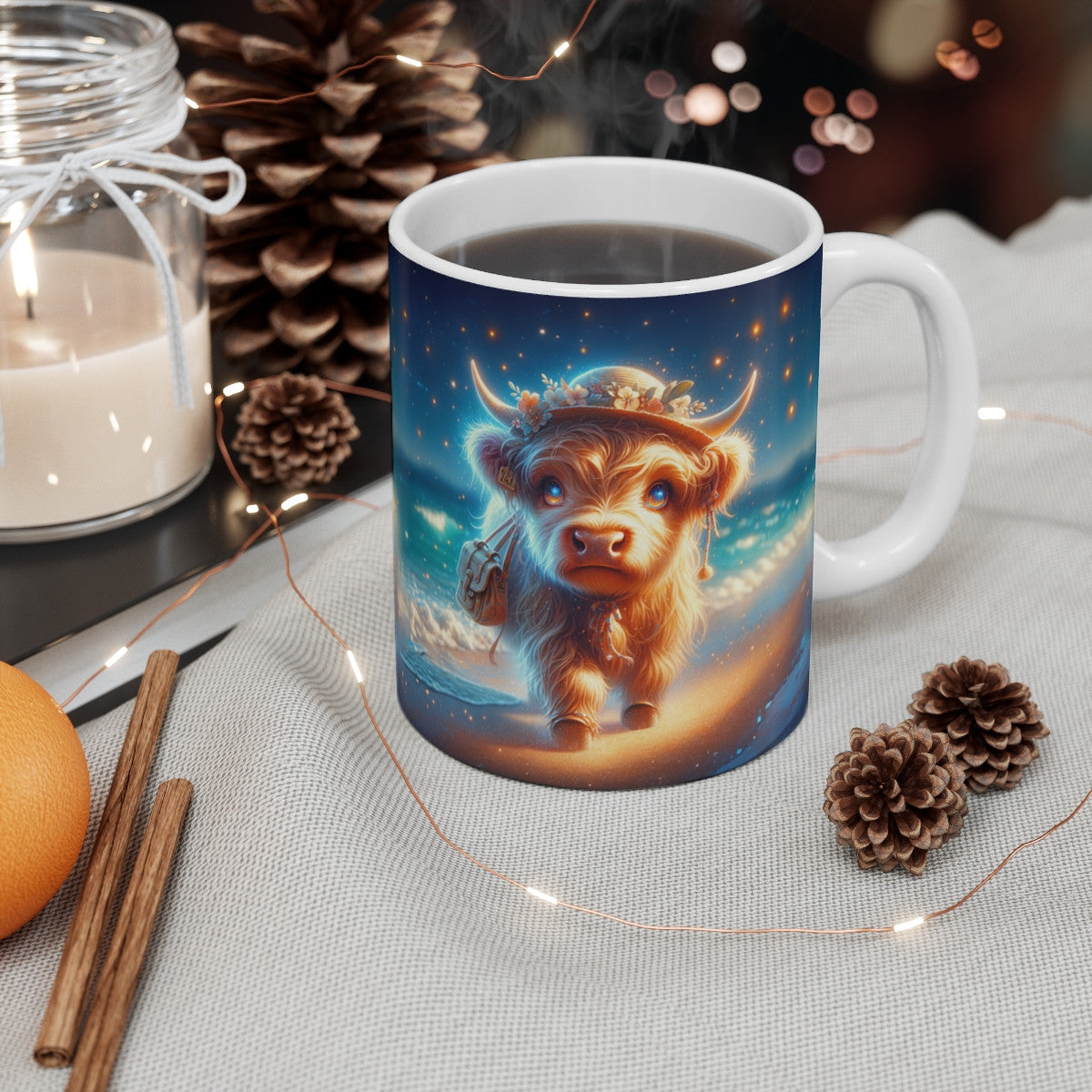 Mug Vache Highland  – Tasse Animaux Mignon à Cornes, Style t Magique, Cadeau Original pour Amoureux des Vaches