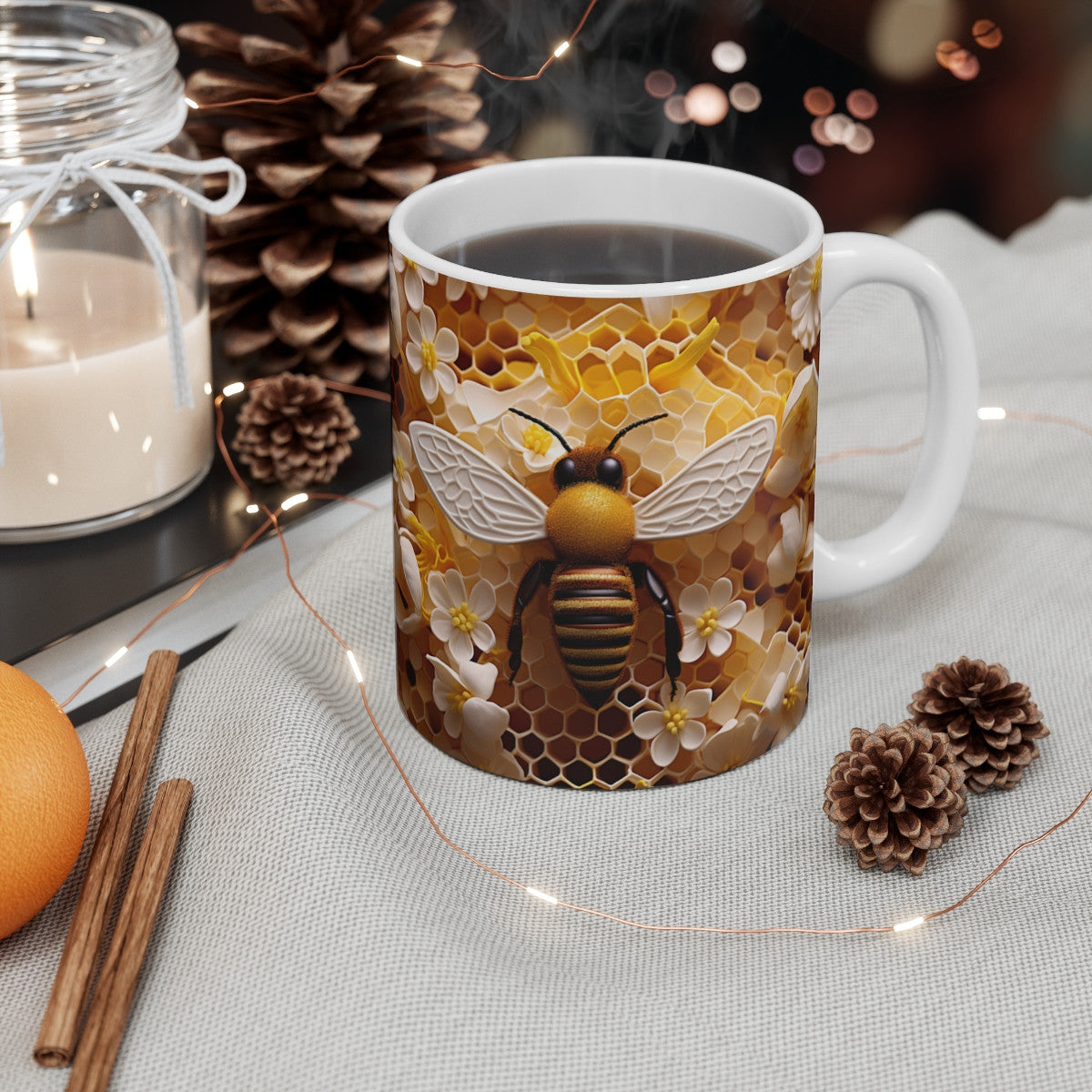 Mug Abeille & Miel - Tasse Nature 325ml - Cadeau Apiculteur, Passionné de Nature & Pollinisateurs