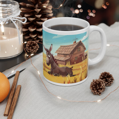Mug Âne Rigolo - Tasse Campagne 325ml - Cadeau Humour, Fermier & Amoureux des Animaux