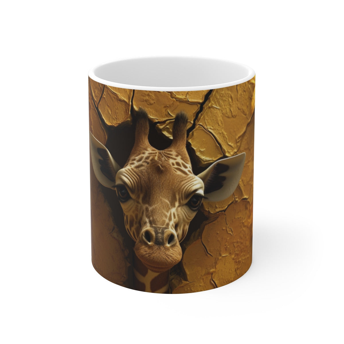 Mug Girafe  Animal Percée - Tasse Jungle Dorée 325ml - Cadeau Animaux Sauvages & Nature