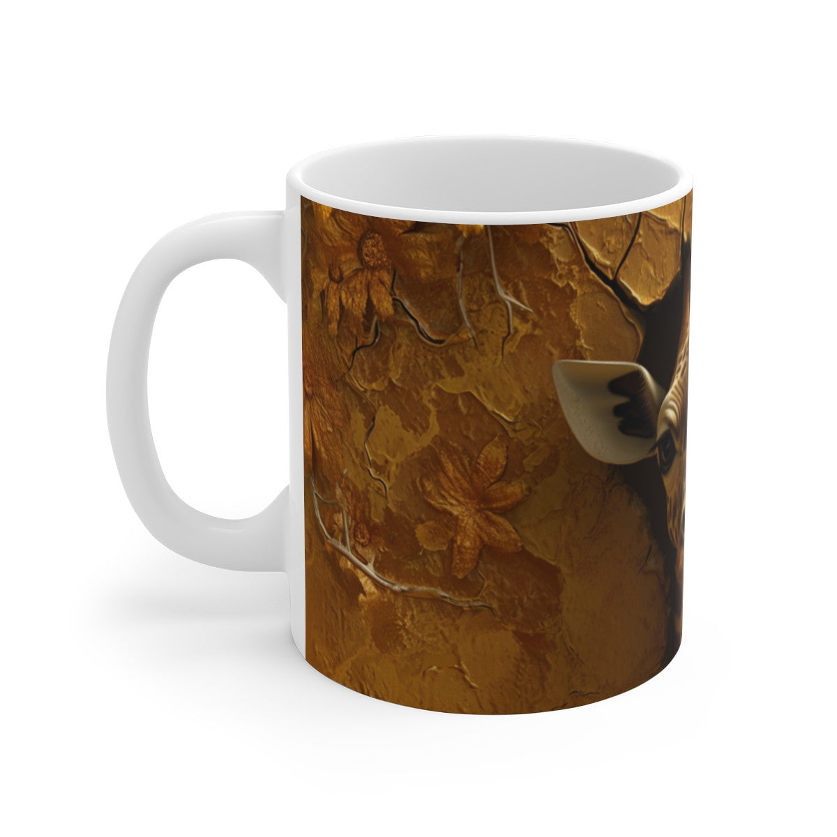 Mug Girafe  Animal Percée - Tasse Jungle Dorée 325ml - Cadeau Animaux Sauvages & Nature