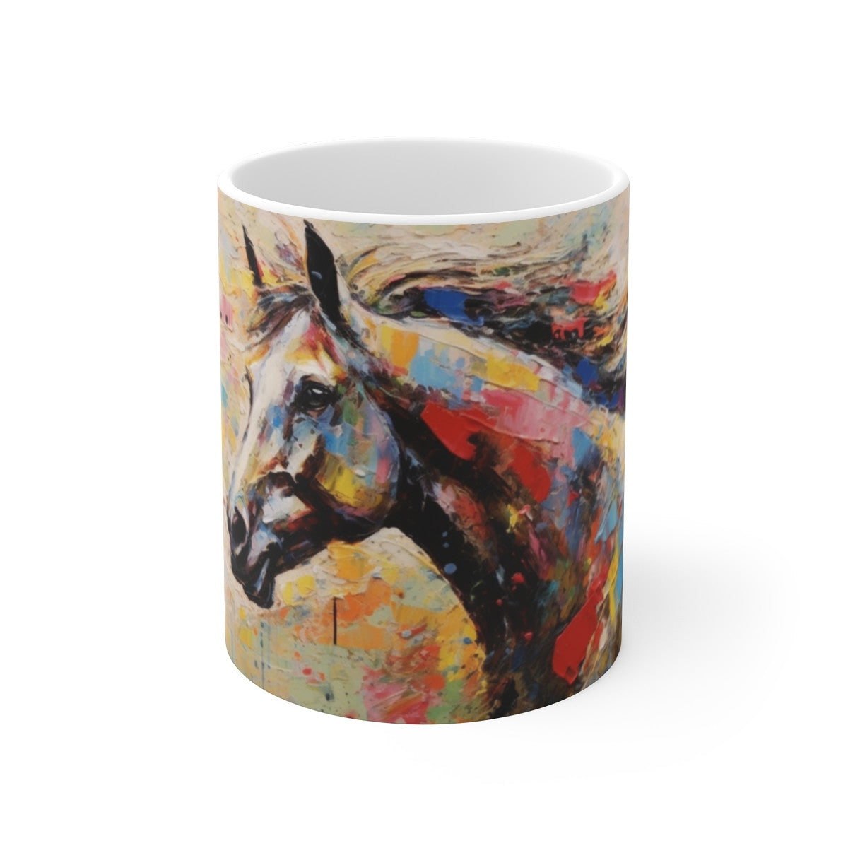 Mug Tasse Cheval Peinture - Tasse Équestre Artistique 325ml - Cadeau Passionné d'Équitation & Art