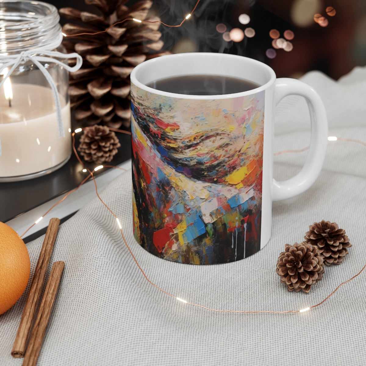 Mug Tasse Cheval Peinture - Tasse Équestre Artistique 325ml - Cadeau Passionné d'Équitation & Art