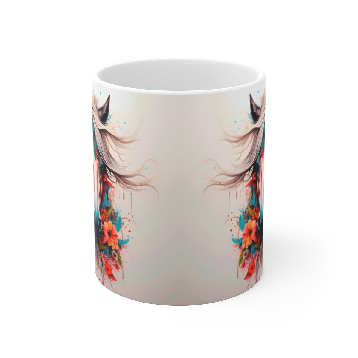 Mug Cheval Bohème - Tasse Équestre Fleurie - Cadeau Cavalière & Passionné d’Équitation