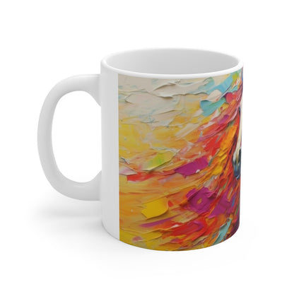 Mug Cheval Coloré - Tasse Équestre Peinture Acrylique - Cadeau Passion Équitation & Art Abstrait