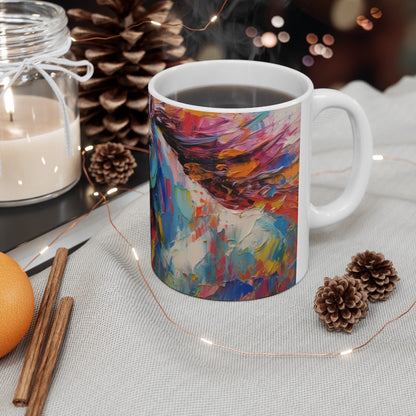 Mug Cheval Coloré - Tasse Équestre Peinture Acrylique - Cadeau Passion Équitation & Art Abstrait