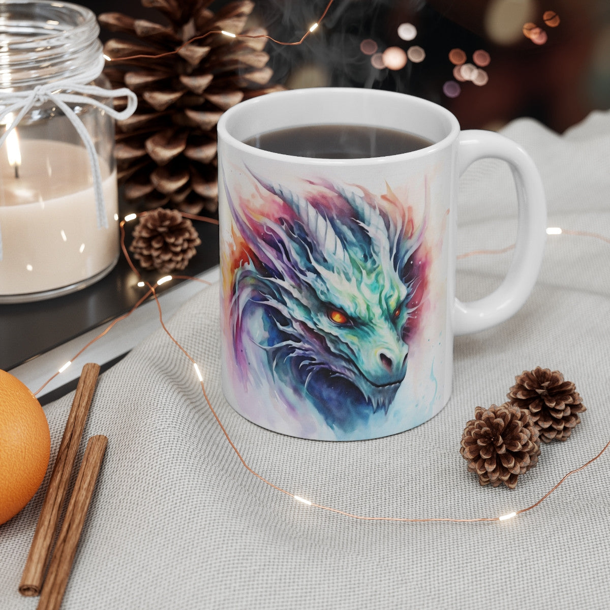 Mug Dragon Mystique - Aquarelle Éblouissante - Design Fantastique et Magique - Cadeau Geek & Fantasy