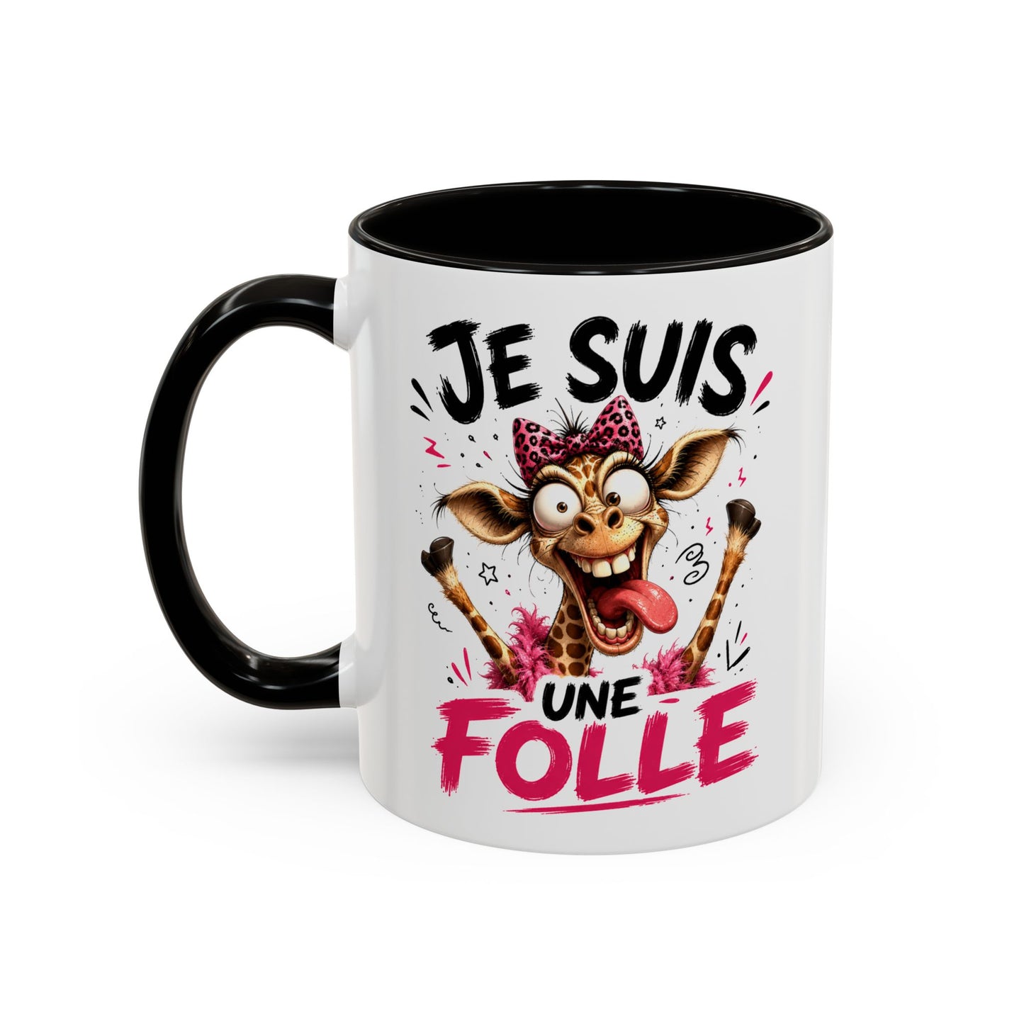 Tasse Je Suis Une Folle – Mug Girafe Folle Humoristique – Cadeau Femme Drôle et Délirant 325ml