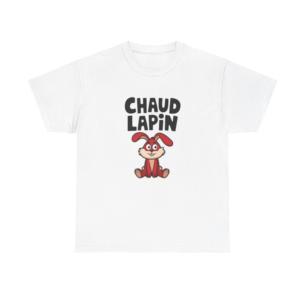 T shirt Humour "Chaud Lapin" – Unisexe – 100% Coton – Blanc & Gris Tee Shirt