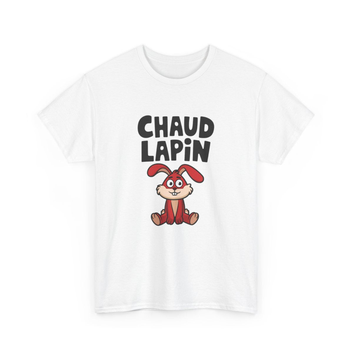 T shirt Humour "Chaud Lapin" – Unisexe – 100% Coton – Blanc & Gris Tee Shirt