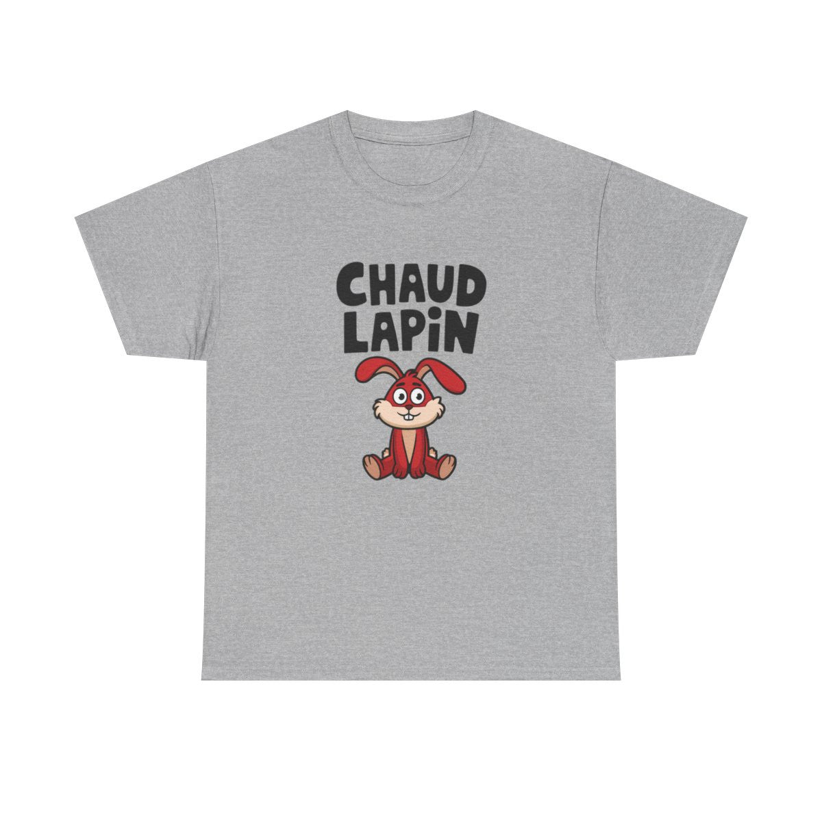 T shirt Humour "Chaud Lapin" – Unisexe – 100% Coton – Blanc & Gris Tee Shirt