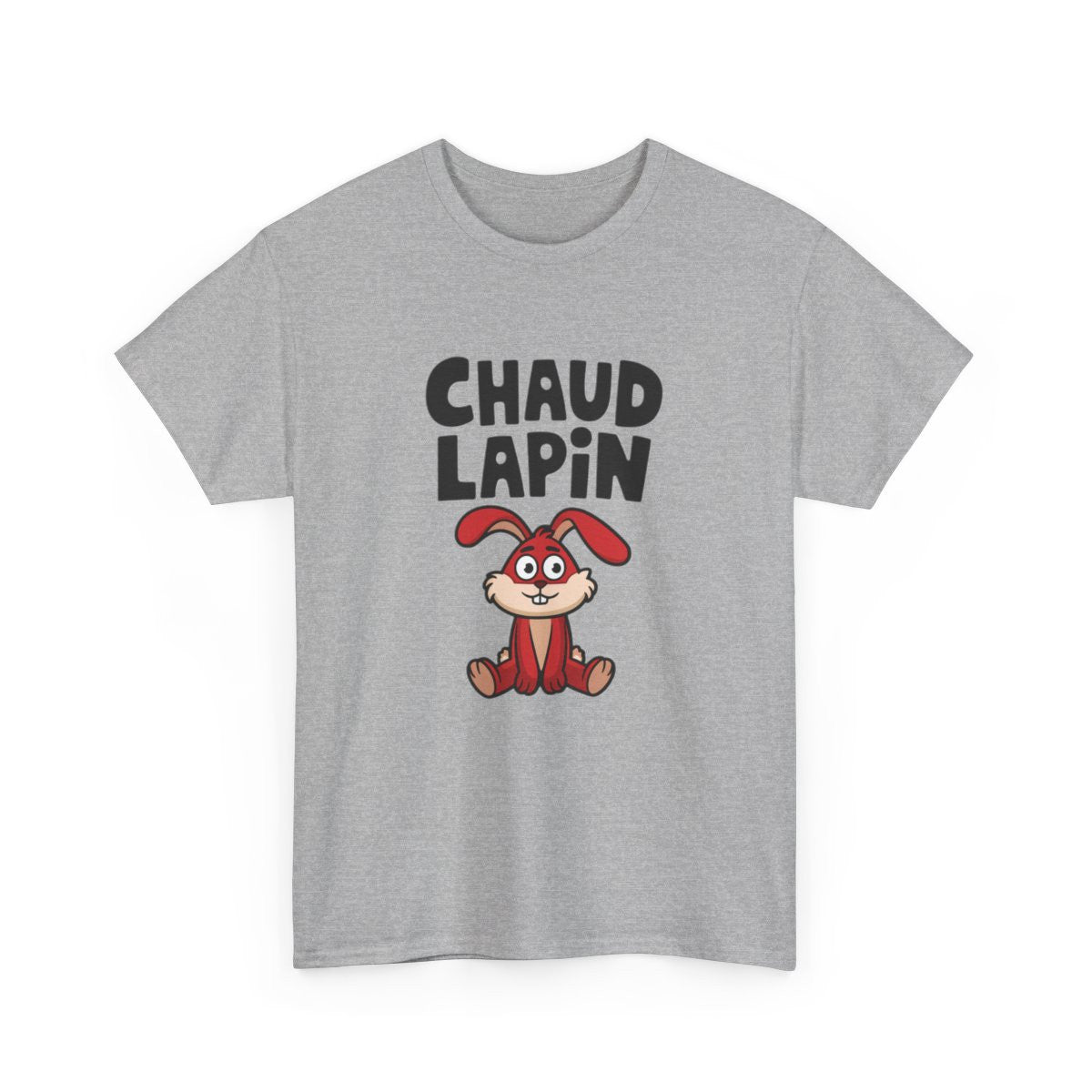 T shirt Humour "Chaud Lapin" – Unisexe – 100% Coton – Blanc & Gris Tee Shirt