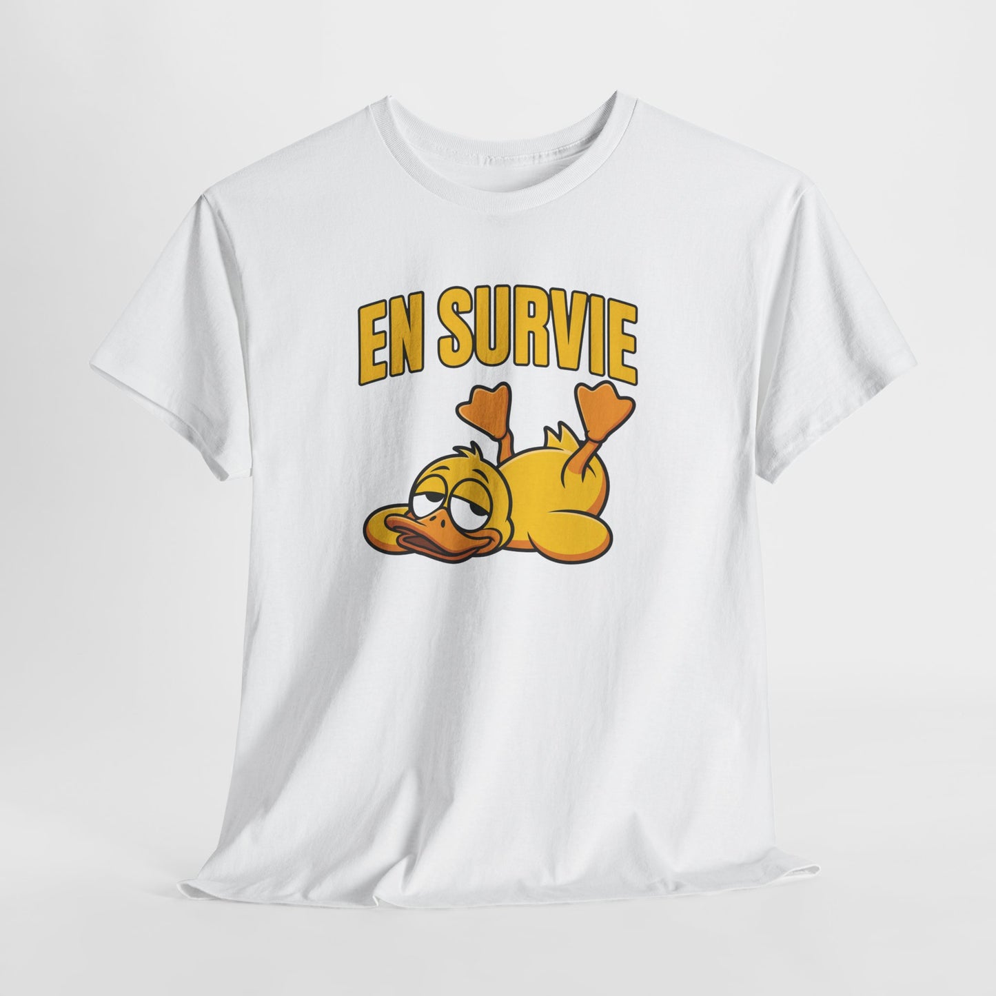 T-Shirt Humour En Survie – Tee Shirt Drôle Canard Fatigué Mode Survie Travail Fatigue Citation Fun Sarcastique Cadeau Homme Femme