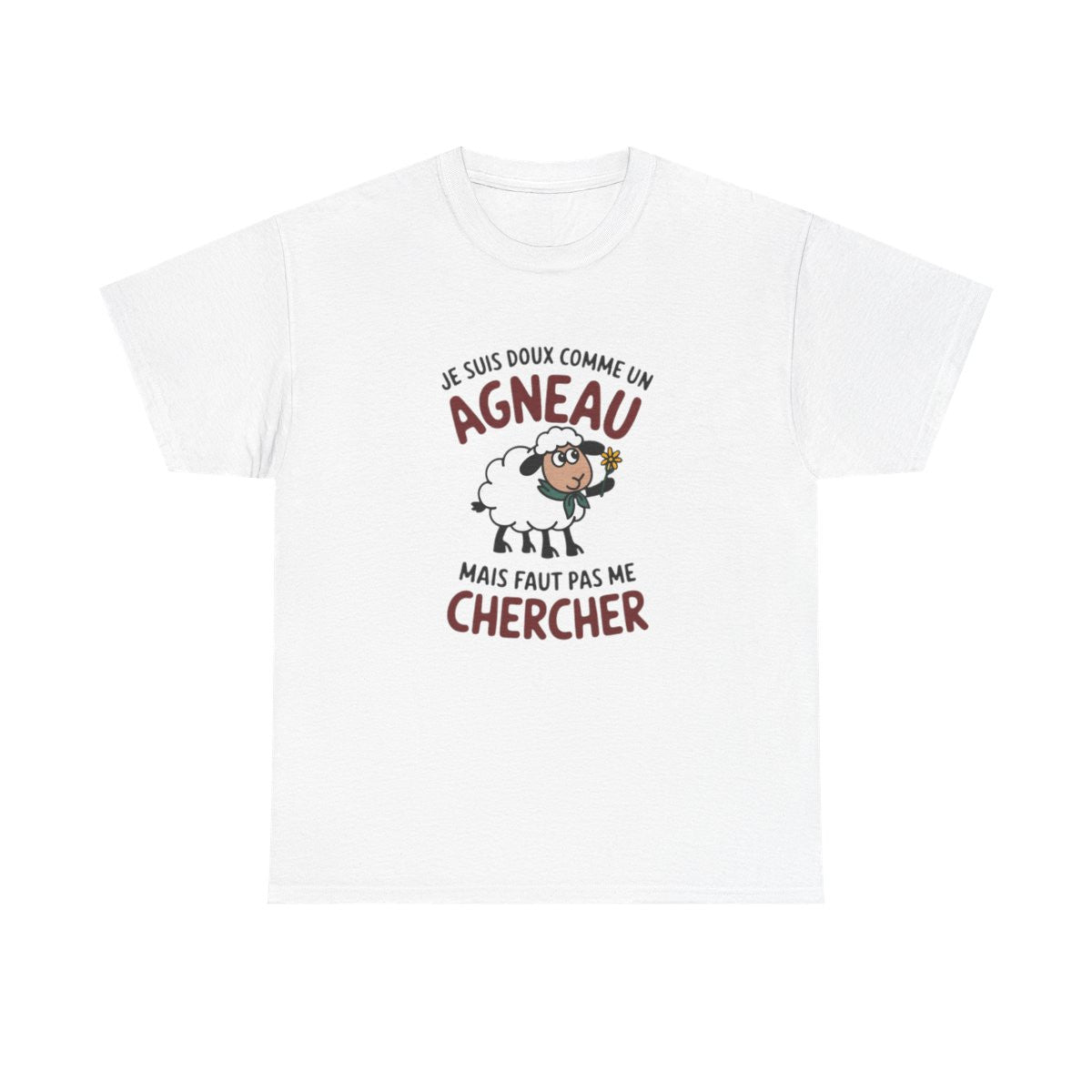 Tee shirt Humour Drôle Amusant Doux comme un Agneau – Unisexe – Blanc & Gris T shirt