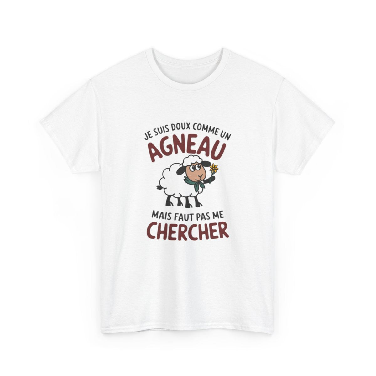 Tee shirt Humour Drôle Amusant Doux comme un Agneau – Unisexe – Blanc & Gris T shirt