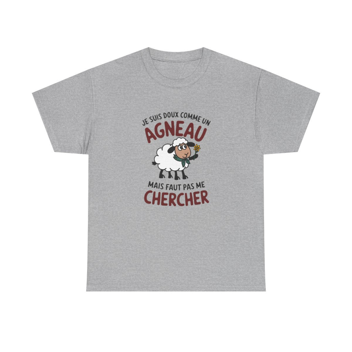 Tee shirt Humour Drôle Amusant Doux comme un Agneau – Unisexe – Blanc & Gris T shirt
