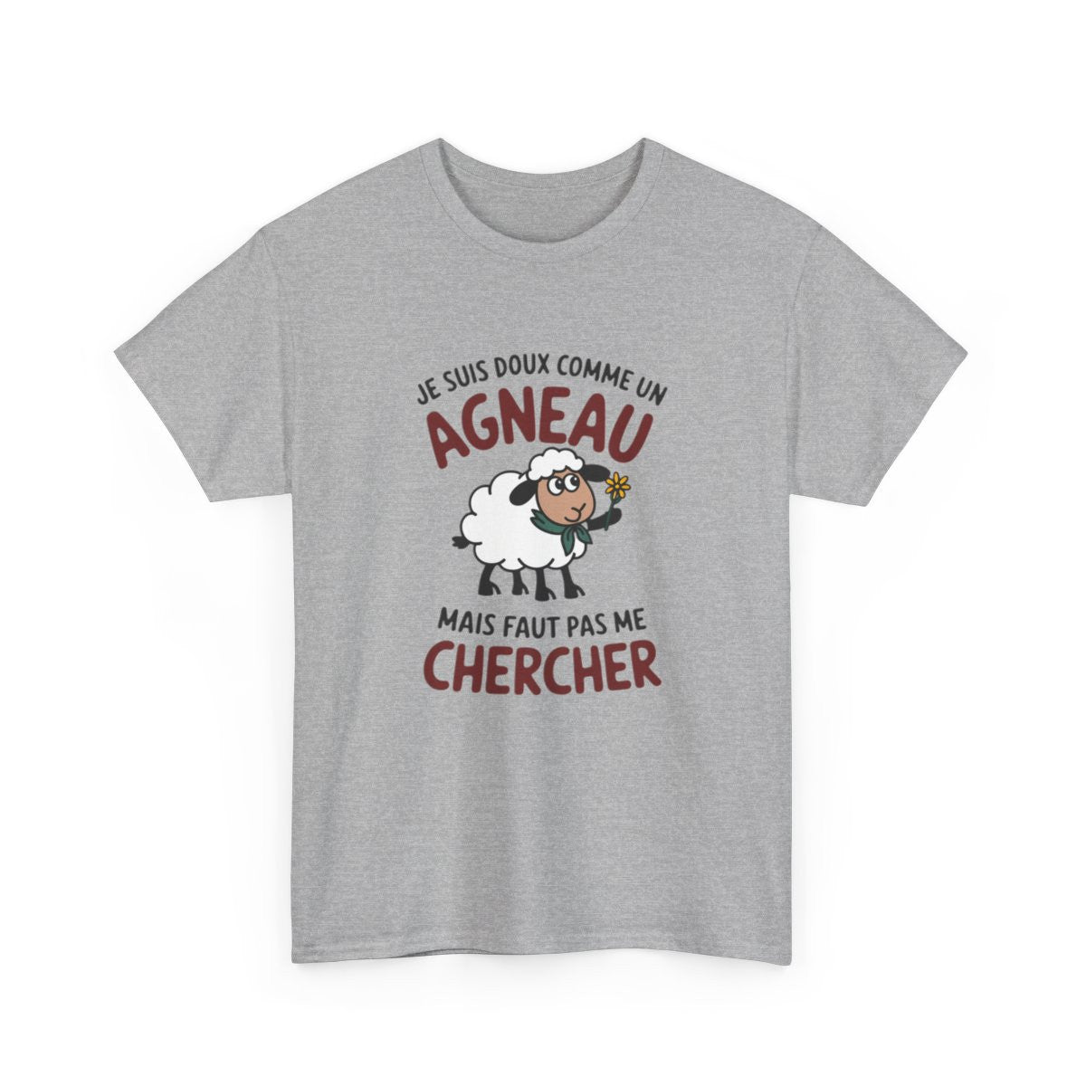 Tee shirt Humour Drôle Amusant Doux comme un Agneau – Unisexe – Blanc & Gris T shirt