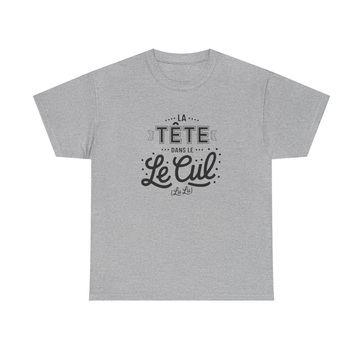 Tee shirt Humour "La Tête dans le " – Unisexe – Blanc & Gris T shirt Amusant Drôle