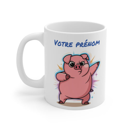 Mug Dab Cochon Personnalisable - Tasse Originale avec Prénom - Cadeau Fun et Unique - 325ml