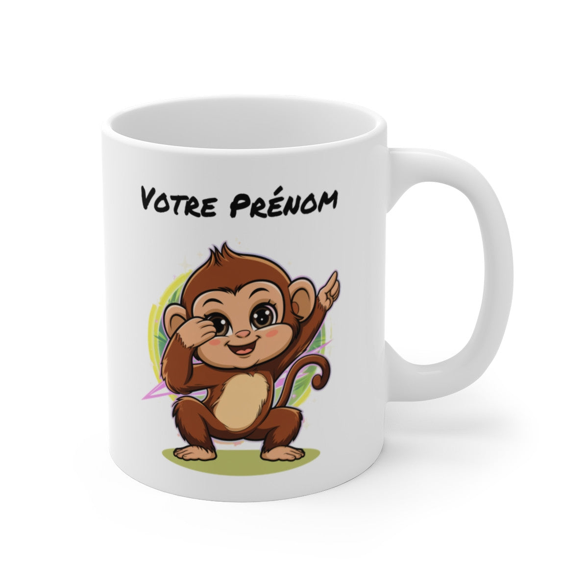 Mug Personnalisable Singe Mignon - Tasse Céramique 325ml - Cadeau Amusant