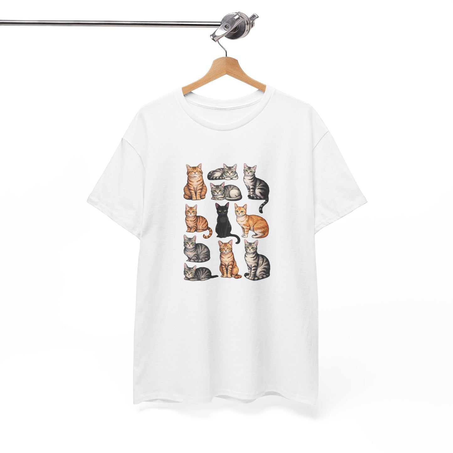 T-Shirt Chats Mignons Multiples – Design Différentes Races de Chats – Tee-Shirt Amoureux des Chats