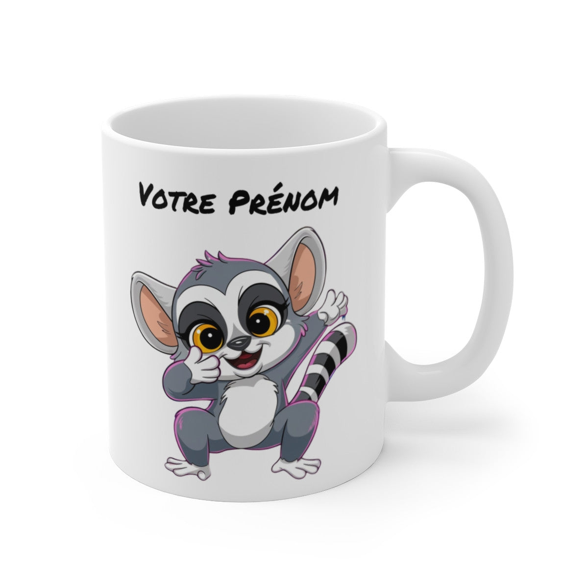 Mug Personnalisable Lémurien Mignon - Tasse Céramique 325ml - Cadeau Original
