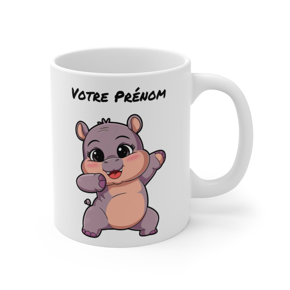 Mug Personnalisable Hippopotame Mignon - Tasse Céramique 325ml - Cadeau Unique et Fun