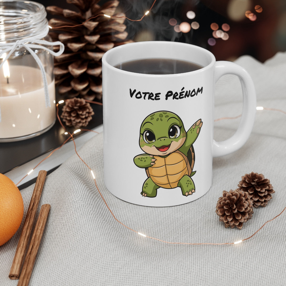 Mug Personnalisable Tortue Mignonne - Tasse en Céramique 325ml - Cadeau Fun et Original