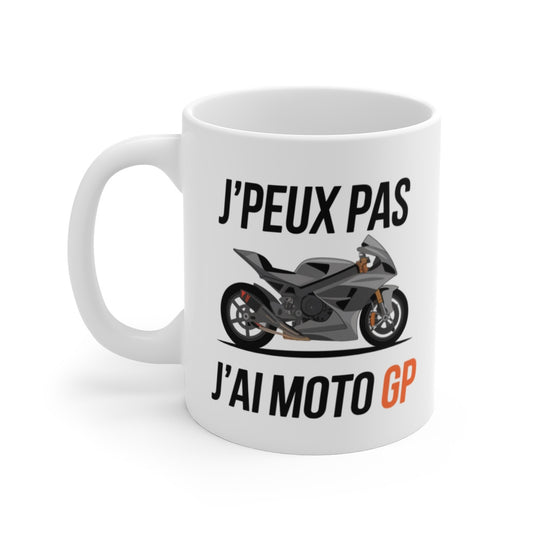 Mug "J'Peux Pas, J'ai Moto GP" - Tasse en Céramique 325ml - Cadeau Idéal pour Motards et Fans de Moto