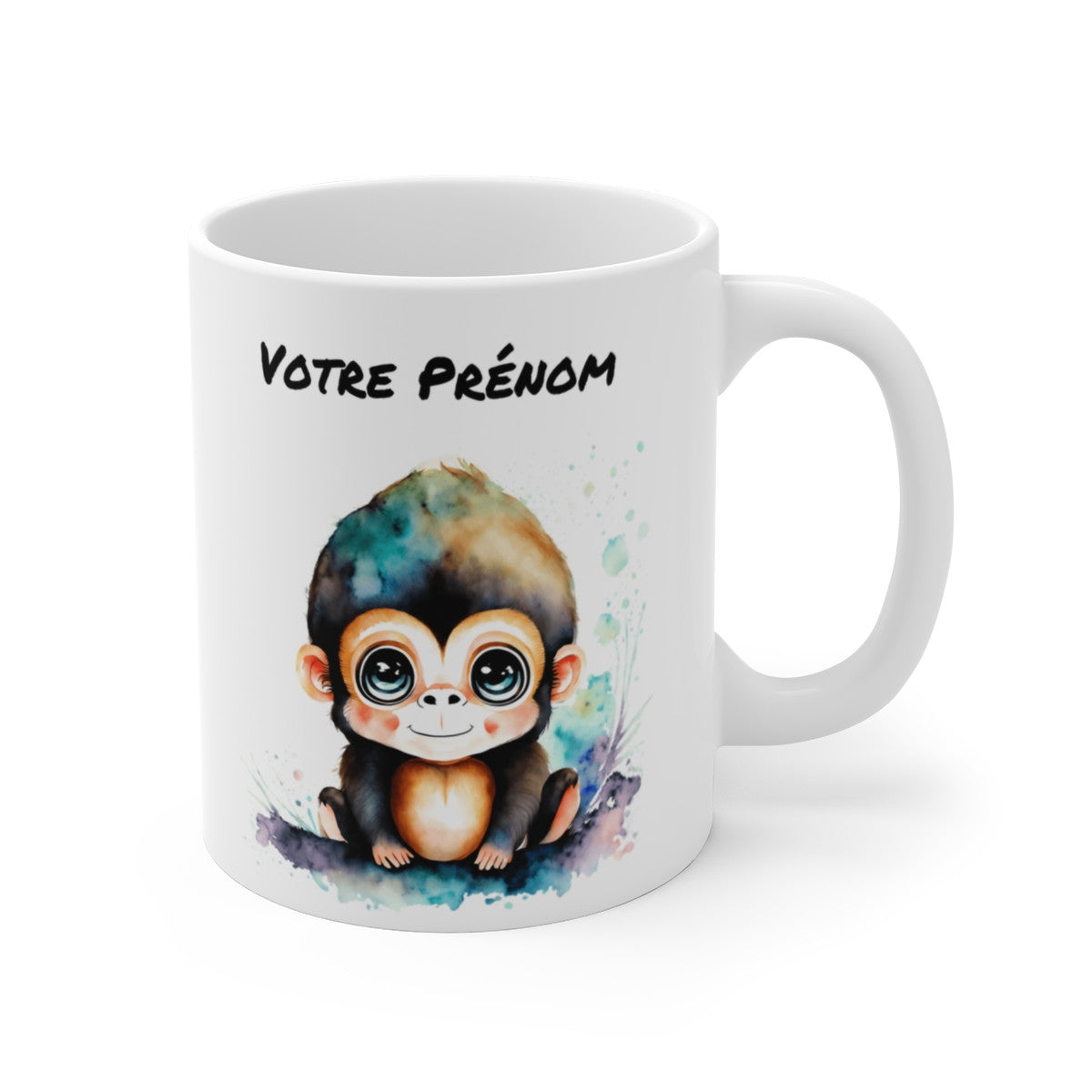 Mug Bébé Singe Aquarelle - Tasse en Céramique 325ml - Design Animal Mignon