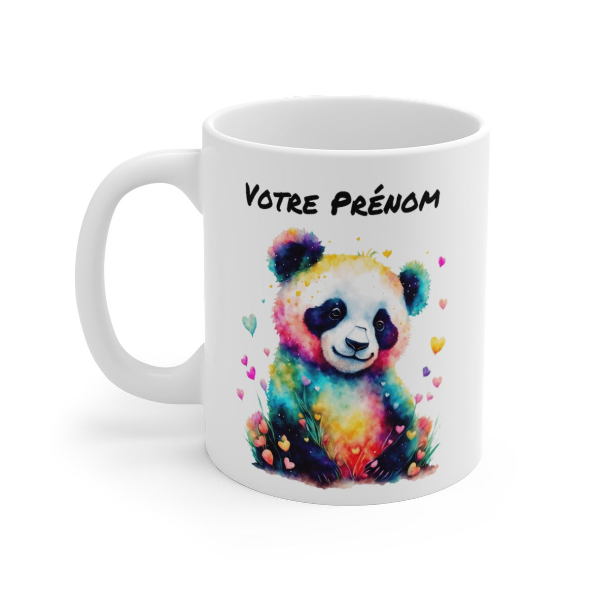 Mug Panda Aquarelle Personnalisable Personnalisé - Tasse Céramique 325ml - Design Coloré et Unique