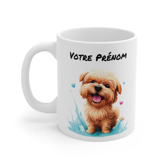 Mug Chien Personnalisable Personnalisé Prénom - Tasse Céramique 325ml - Illustration Aquarelle Adorable