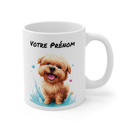 Mug Chien Personnalisable Personnalisé Prénom - Tasse Céramique 325ml - Illustration Aquarelle Adorable