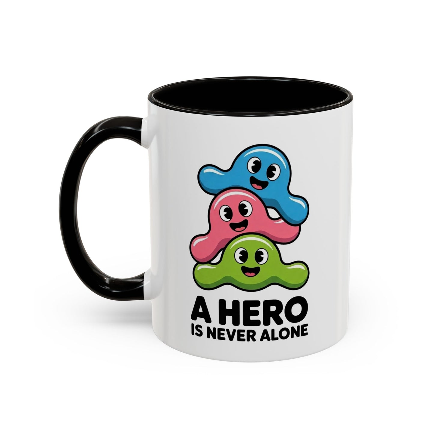 Mug Bactéries Humoristique – Tasse Microbes Fun A Hero Is Never Alone – Cadeau Original Drôle – Céramique 325ml Noir Bleu Rouge