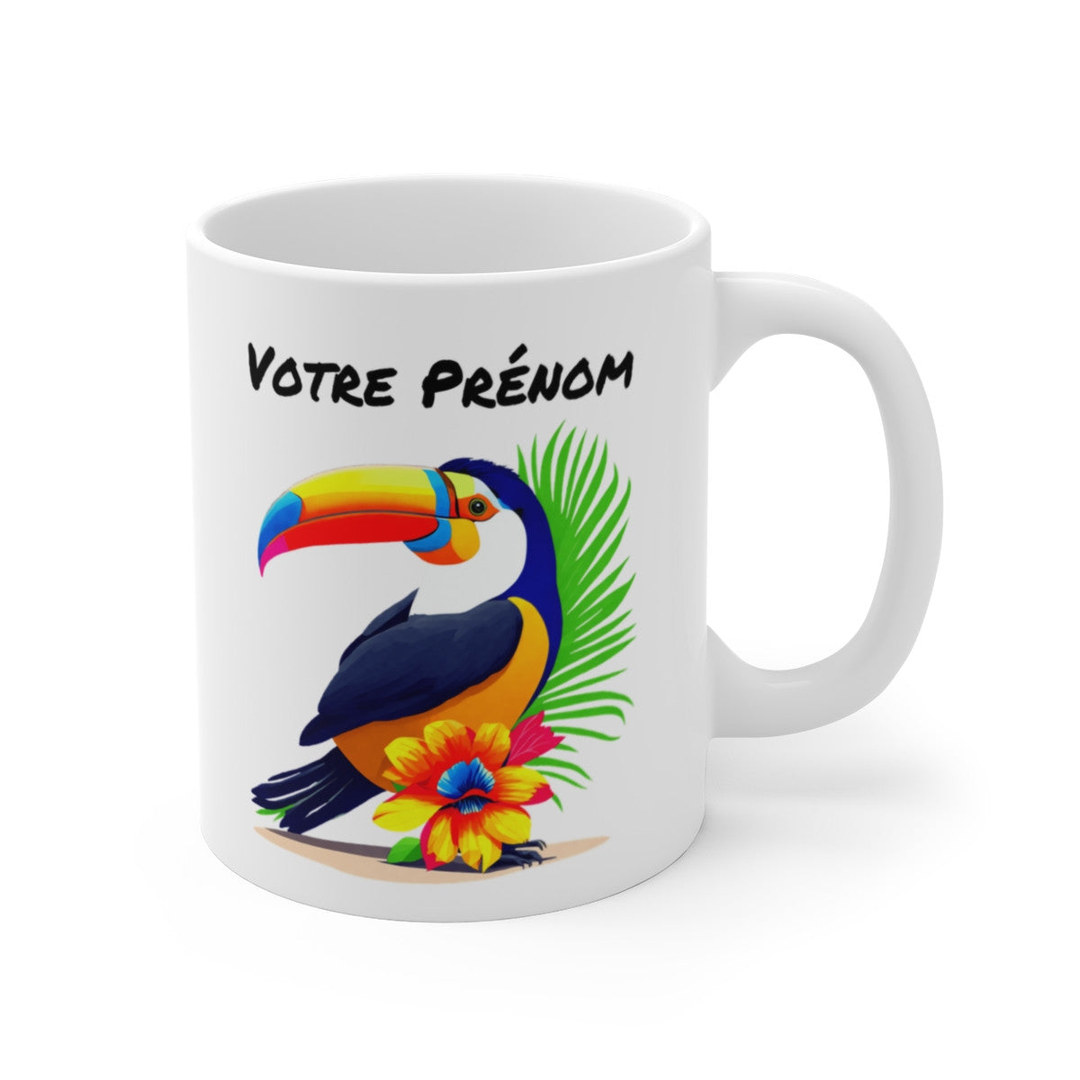 Mug Tasse Personnalisé Prénom Personnalisable Toucan Tropical - Design Exotique et Coloré pour enfants et adultes