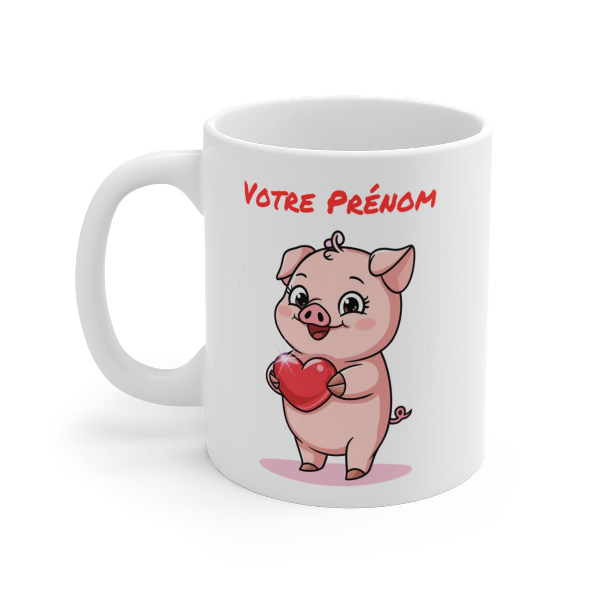 Mug Tasse Personnalisé Personnalisable Cochon Amour - Cadeau Mignon avec Prénom Couple