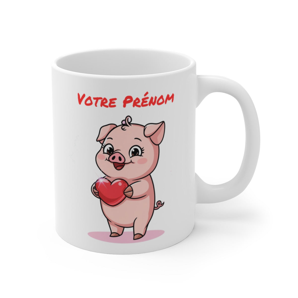 Mug Tasse Personnalisé Personnalisable Cochon Amour - Cadeau Mignon avec Prénom Couple