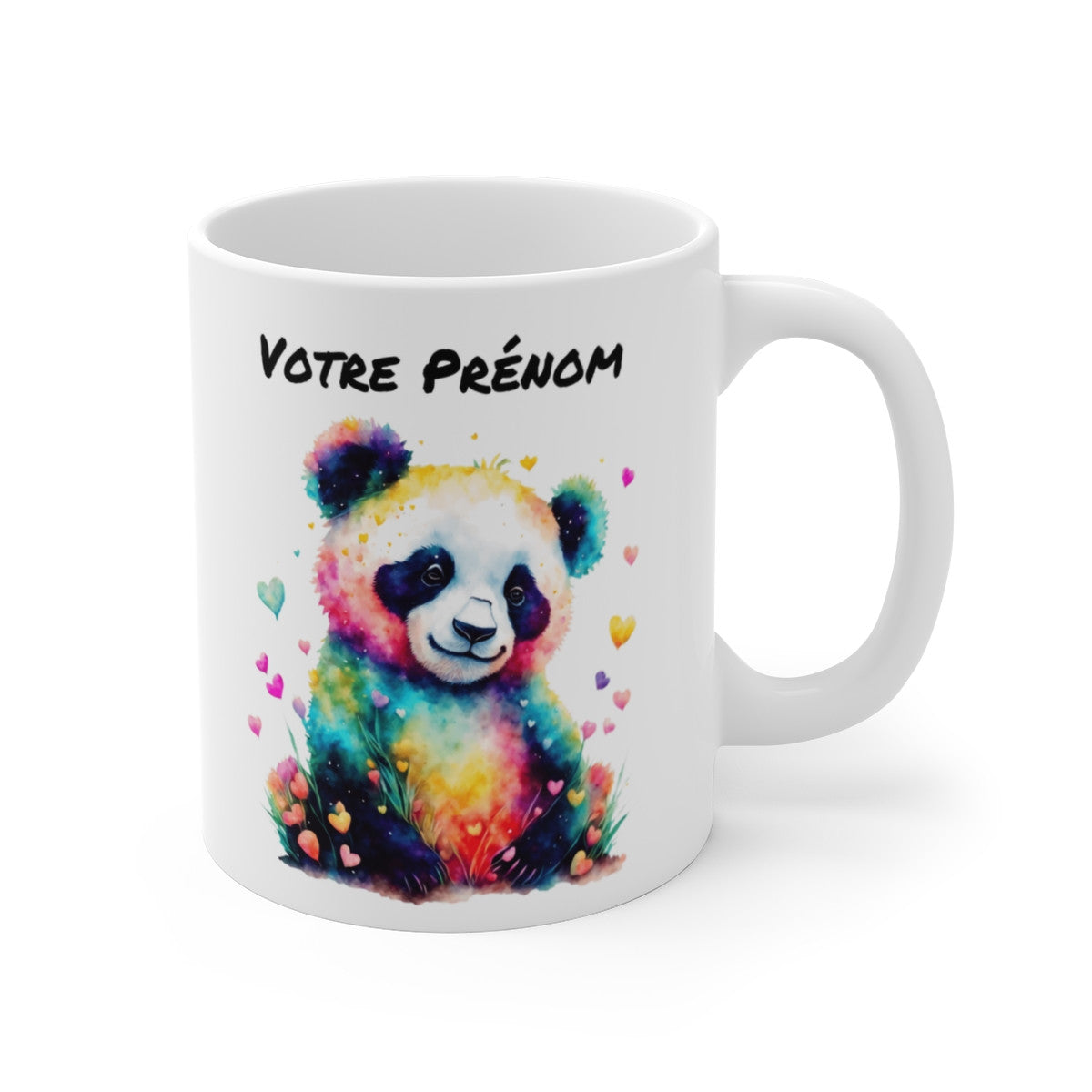 Mug Personnalisé Panda Aquarelle Personnalisable - Tasse Céramique 325ml - Design Coloré et Unique