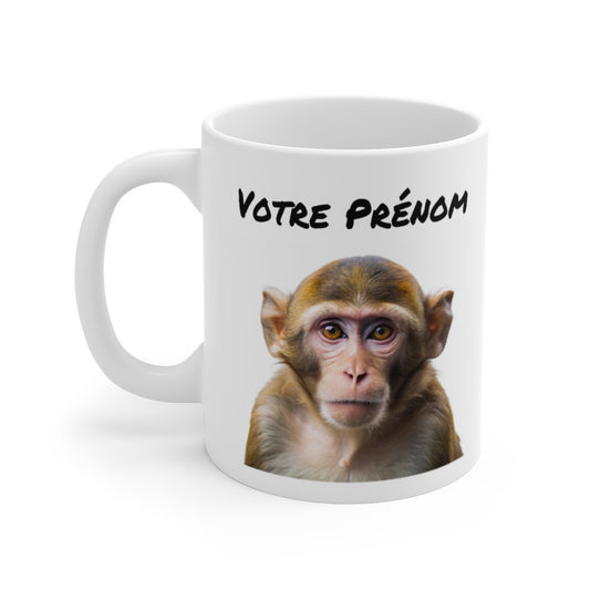 Mug Personnalisable Singe Drôle – Cadeau Original Personnalisé et Humour avec Prénom – Tasse Céramique Unique