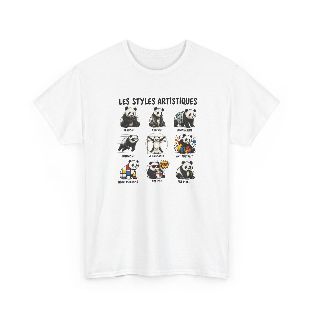 Tee Shirt Homme et Femme Panda Art Peinture Styles Artistiques Humour Créatif Dessin Original Cadeau Artiste