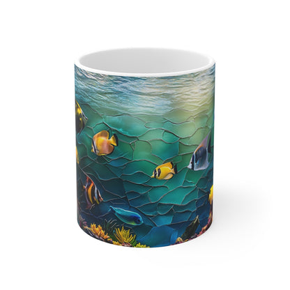 Mug Aquarium 3D Tropical - Tasse Océan avec Poissons Colorés, Idée Cadeau Unique
