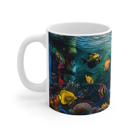 Mug Aquarium 3D Tropical - Tasse Océan avec Poissons Colorés, Idée Cadeau Unique