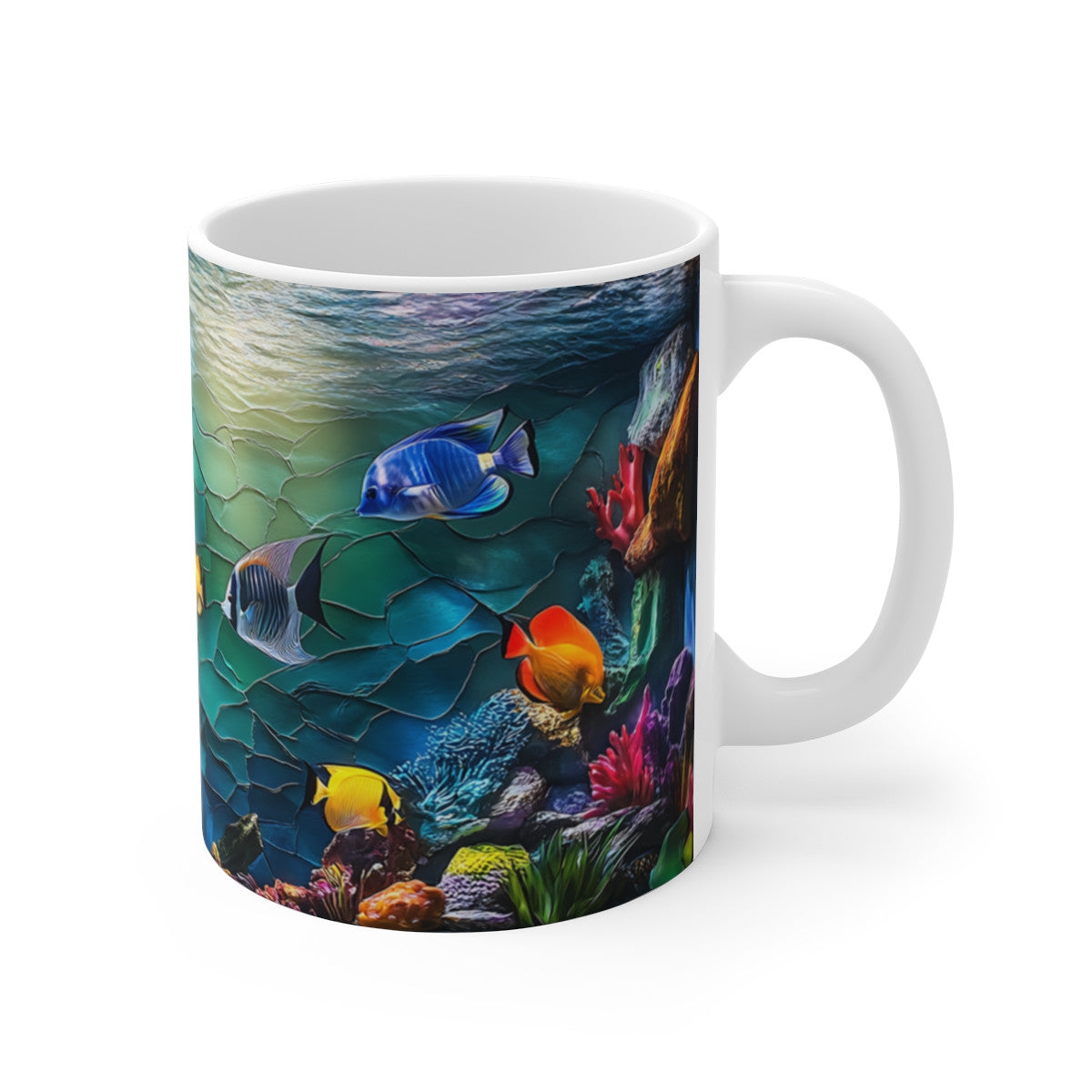 Mug Aquarium 3D Tropical - Tasse Océan avec Poissons Colorés, Idée Cadeau Unique