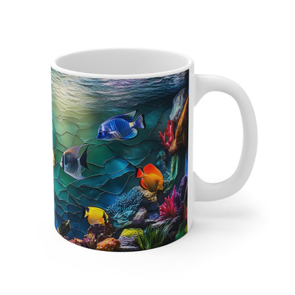 Mug Aquarium 3D Tropical - Tasse Océan avec Poissons Colorés, Idée Cadeau Unique