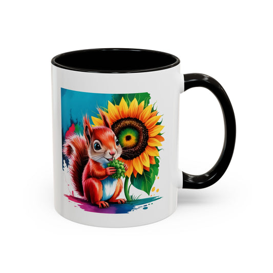 Mug Écureuil et Tournesol – Tasse Animaux Mignons Nature – Cadeau Coloré et Joyeux – Céramique 325ml