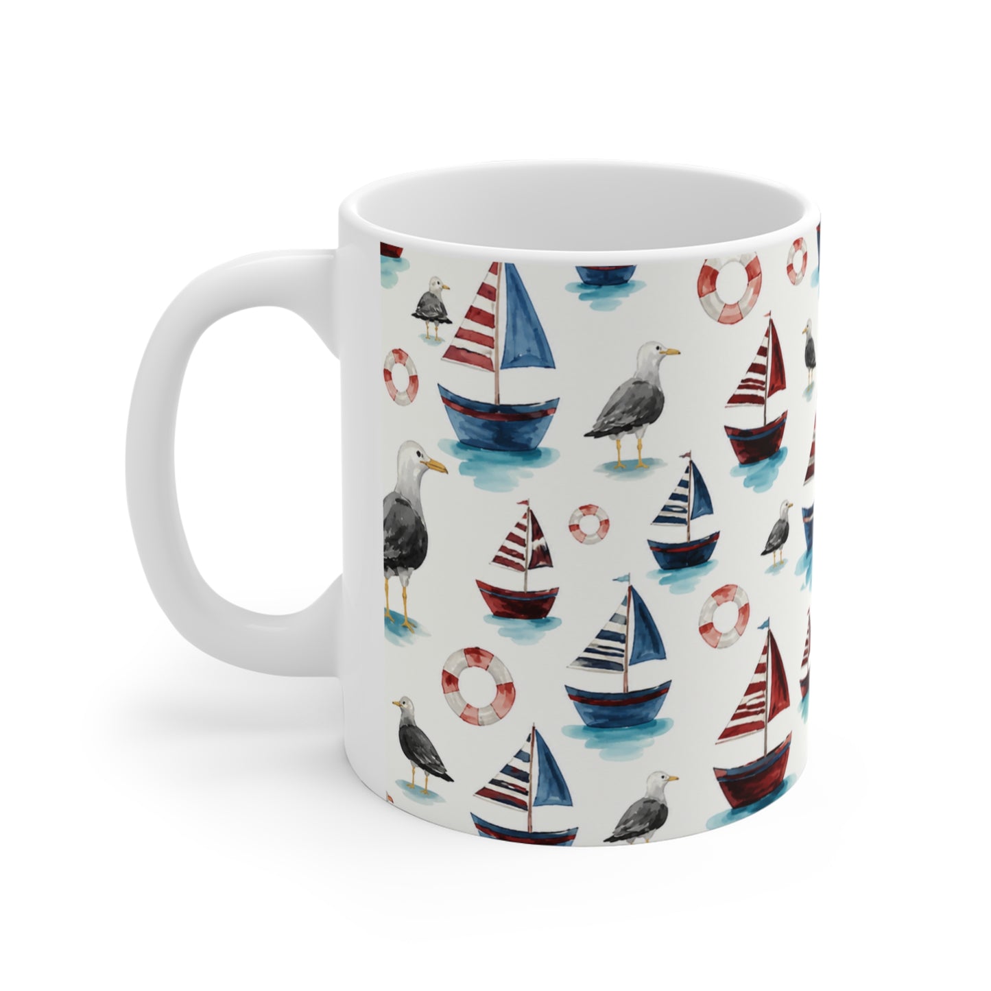 Tasse Marin Aquarelle – Mug Voilier  Bateau Bord de Mer – Cadeau Mer Homme Femme Enfant 325ml