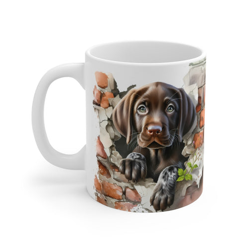 Mug Chien Labrador Effet 3D - Tasse Mur Brisé Trompe-l’Œil Idée cadeau 325ml