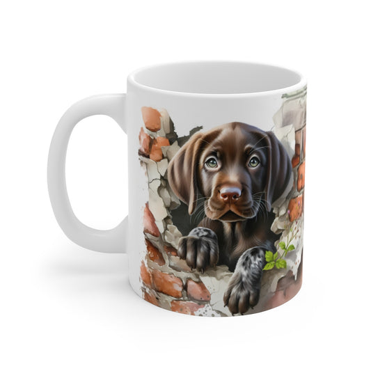 Mug Chien Labrador Effet 3D - Tasse Mur Brisé Trompe-l’Œil Idée cadeau 325ml